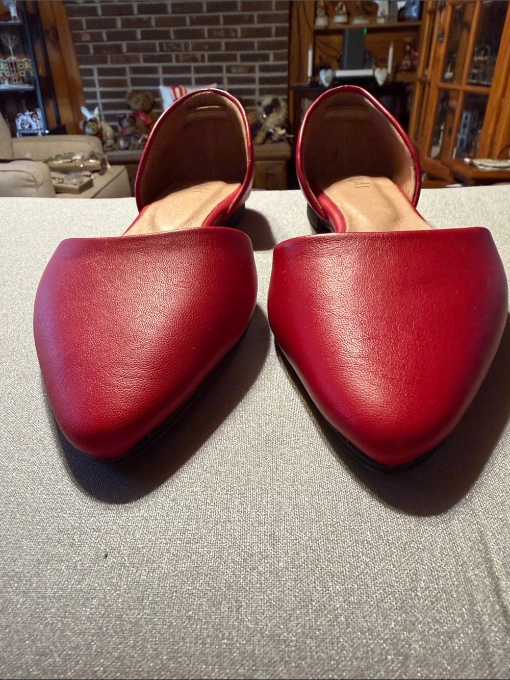 J. Jill Red Leather Pointed D'Orsay Flats - Picture 2 of 6